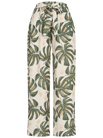 Cloud5ive Cloud5ive Summer Pants with palm print and tie belt in green
