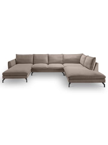 Inn.Furn Sofa braun Cord-Stoff 202 x 361 cm, Wohnlandschaft U-Form