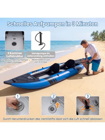 COSTWAY Kajak aufblasbar 2 Personen in Blau