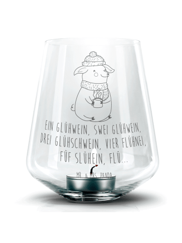 Mr. & Mrs. Panda Windlicht Schweinchen Glühwein mit Spruch in Transparent
