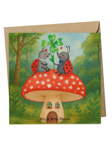 Mr. & Mrs. Panda Grußkarte Marienkäfer Fliegenpilz Design ohne S... in Weiß