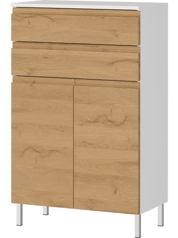 KADIMA DESIGN Kommode mit Schubladen, 60x34x97 cm, Badezimmerschrank, Weiß/Braun