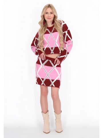 IZIA Women Skirt in burgundy rose