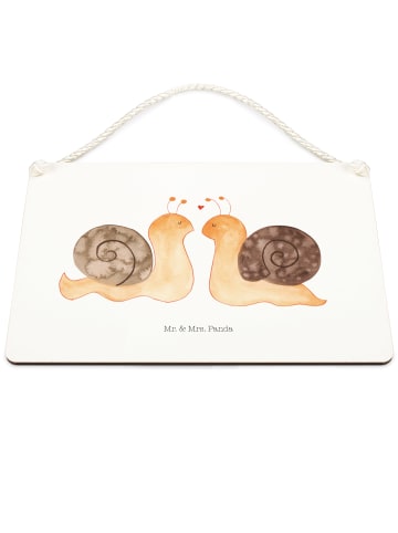 Mr. & Mrs. Panda Deko Schild Schnecken Liebe ohne Spruch in Weiß