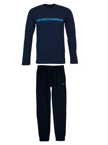 Emporio Armani Emporio Armani Schlafanzug Pyjama aus Bio-Baumwolle und Megalogo in blau