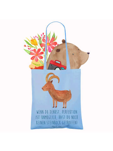 Mr. & Mrs. Panda tasche baumwolle Steinbock Perfektion mit Spruch in Sky Blue