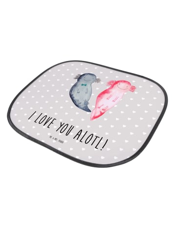Mr. & Mrs. Panda auto hitzeschutz Axolotl Liebe mit Spruch in Grau Pastell