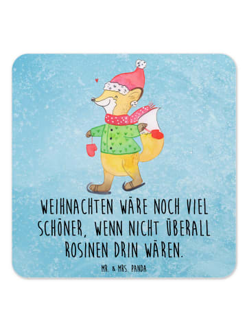 Mr. & Mrs. Panda Bierdeckel Fuchs Schlittschuhe mit Spruch in Eisblau