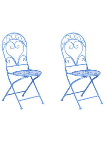 Beliani 2er-Set Klappbare Gartenmöbel ALBINIA in Blau