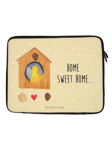 Mr. & Mrs. Panda Notebook Tasche Vogelhaus Home mit Spruch in Gelb Pastell