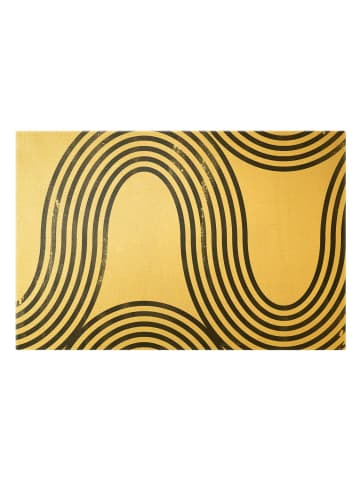 WALLART Leinwandbild Gold - Geometrische Wellen Schwarz Weiß I in Schwarz-Weiß