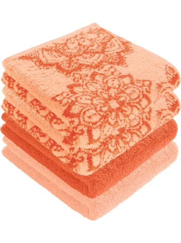 Erwin Müller Frottier, Jacquard Handtuch 4er-Pack Bühl in apricot/orange