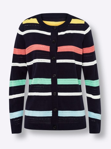 Sieh an! Strickjacke in marine-grapefruit-geringelt