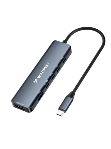 Wozinsky WHBC10Y4S 6in1 USB C Hub Aluminium Grau