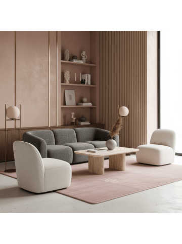KADIMA DESIGN Teppich Kurzflor Waschbar Einfarbig LECH Microfaser OEKO-TEX in Rosa