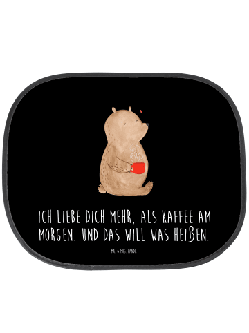 Mr. & Mrs. Panda Sonnenschutz Bär Morgenkaffee mit Spruch in Schwarz