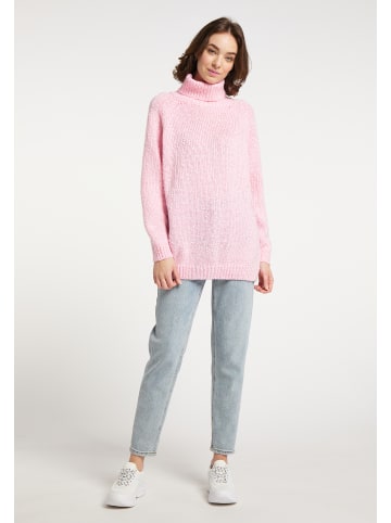 myMo Damen Strickpullover in Rosa Wollweiss