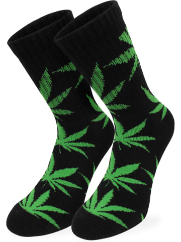 normani 6 Paar Hanf Tennissocken mit Hanf Blätter Muster in Hanf
