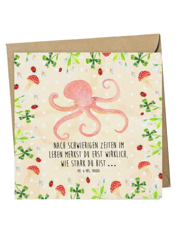 Mr. & Mrs. Panda Einladungskarte Tintenfisch mit Spruch in Naturpapier