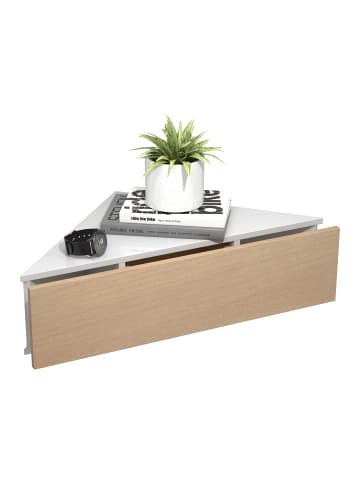 VCM  Holz Wandschublade Eckregal Nachttisch Usal S in Weiß / Honig-Eiche