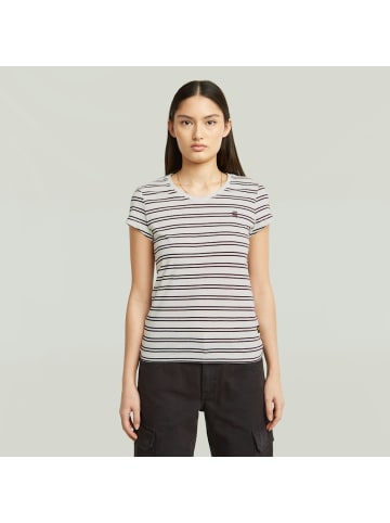 G-Star Raw T-Shirt in milk-maroon double stripe