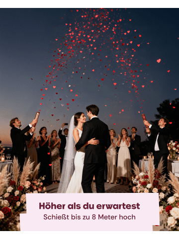 Partyjoker 10 Konfettikanonen mit Herzen - Biologisch abbaubares FSC Konfetti -