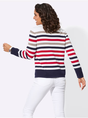 WITT WEIDEN Feinstrickpullover in ecru-rot-geringelt