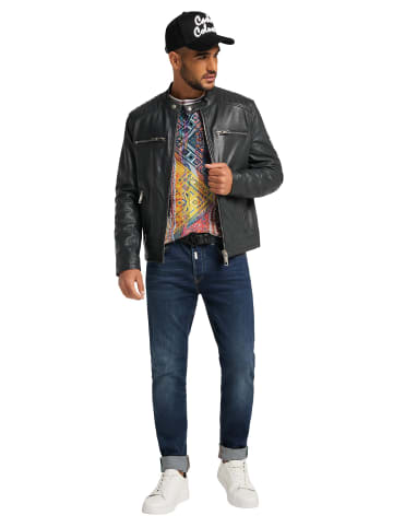 Carlo Colucci Lederjacke Centofanti in Dunkelgrau