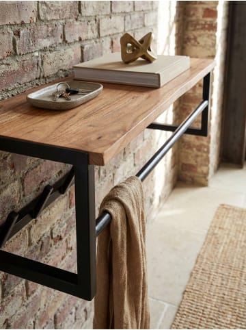 KADIMA DESIGN Rustikale Wandgarderobe, Akazienholz & Metall, Natürliche Baumkante