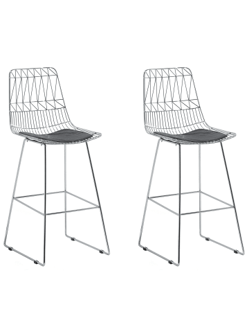 Beliani 2-tlg Barhocker PRESTON in Silber