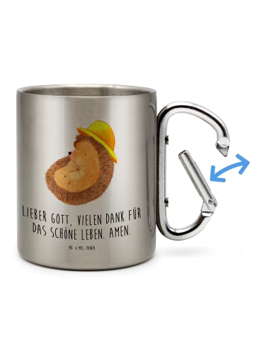 Mr. & Mrs. Panda Thermobecher Igel Beten mit Spruch in Silber