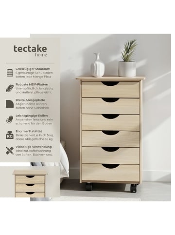 tectake Rollcontainer  einfache Montage, 36 x 40 x 65 cm, Holz hell, Eiche Sonoma
