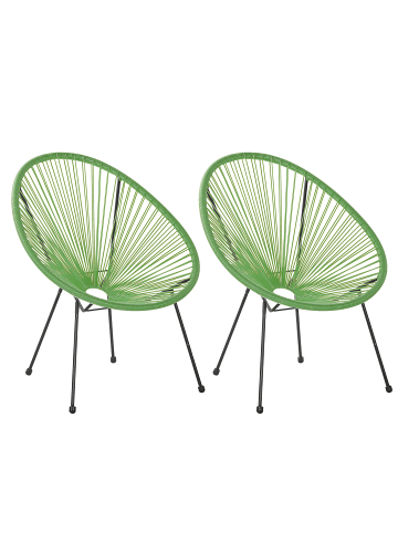 Beliani 2er-Set Cocktailsessel ACAPULCO II in Grün/Schwarz