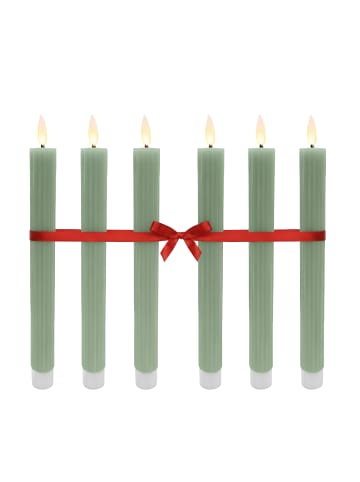 relaxdays 6 x LED Stabkerzen in Salbei