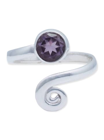 mantraroma 925er Silber - Ringe verstellbar mit Amethyst facettiert