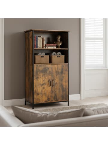relaxdays Küchenschrank in Braun/ Schwarz- (B)60 x (H)124,5 x (T)30 cm