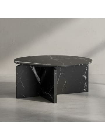 KADIMA DESIGN Couchtisch 70x70x33 cm Sofatisch in Marmor-Optik Modern, in Schwarz