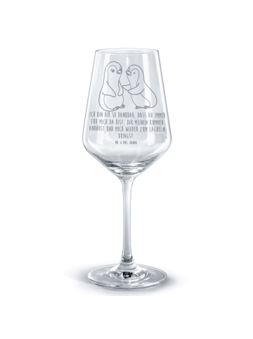 Mr. & Mrs. Panda Rotweinglas Pinguine trösten mit Spruch in Transparent