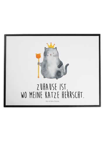 Mr. & Mrs. Panda Schreibunterlage Katze König mit Spruch in Weiß