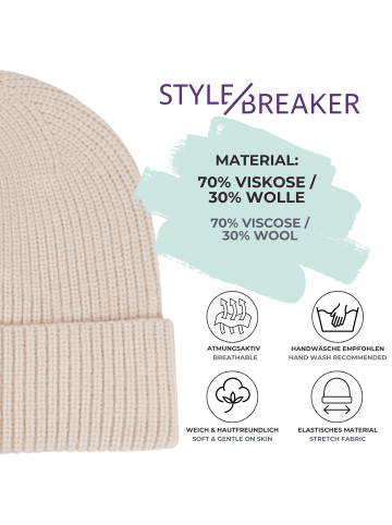 styleBREAKER Feinstrick Beanie Mütze mit Krempe in Altrose