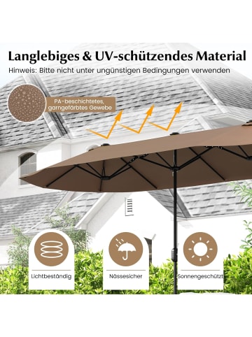 COSTWAY Doppelsonnenschirm mit Ständer 400x200cm in Braun