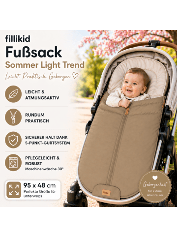 fillikid Babyfußsack Sommer Light Trend 95x50 cm Exklusiv in Taupe