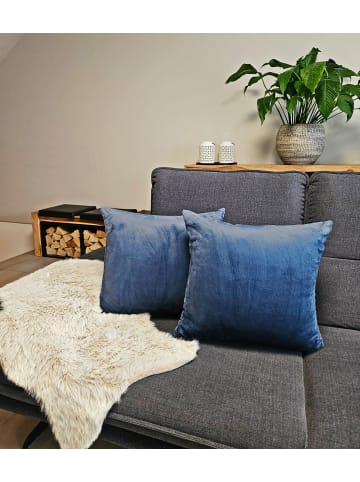 JACK 2er Set Teddy Flausch Kissen 50x50cm in blau