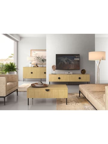 Feldmann-Wohnen Wohnzimmer-Set 4-teilig Mond Eiche Baltic 565 / 66 / 187cm