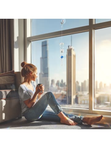 relaxdays Windspiel in Silber/ Blau - (H)46 x Ø 5 cm