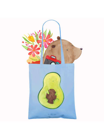 Mr. & Mrs. Panda Shopping Tasche Avocado Kern ohne Spruch in Sky Blue