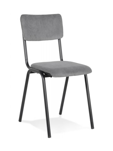 KADIMA DESIGN Küchenstuhl aus Rippstoff in Grau | Esstischstuhl mit Metallbeinen in Grau