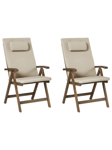 Beliani 2er-Set Gartenstuhl AMANTEA PREMIUM in Braun/Beige