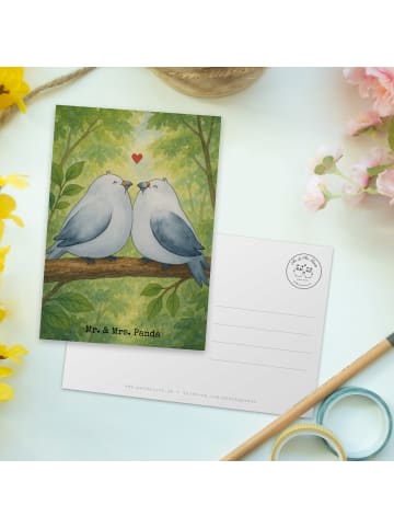 Mr. & Mrs. Panda Postkarte Turteltauben Liebe Design ohne Spruch in Weiß