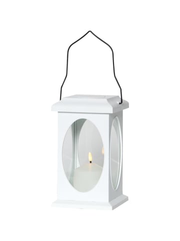 STAR Trading LED Laterne mit LED Kerze  Batteriebetrieb Timer H: 23cm in weiß